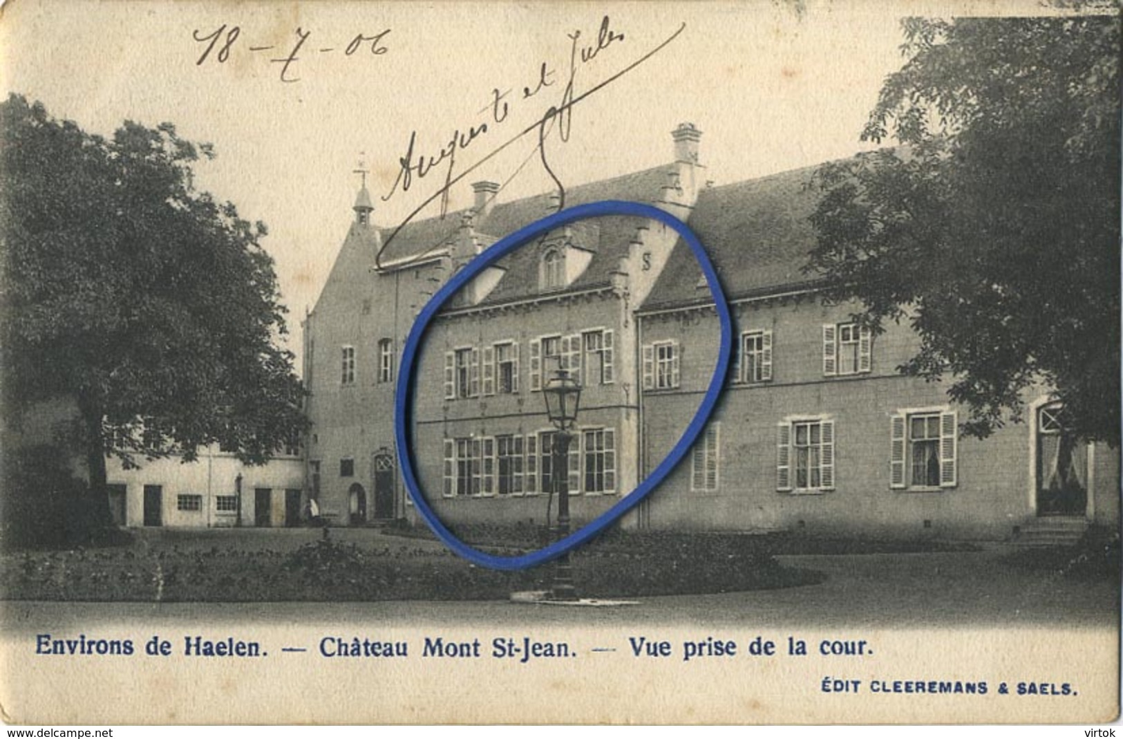 Environs de Haelen : HALEN :   chateau Mont St Jean  ( geschreven 1908 met zegel )