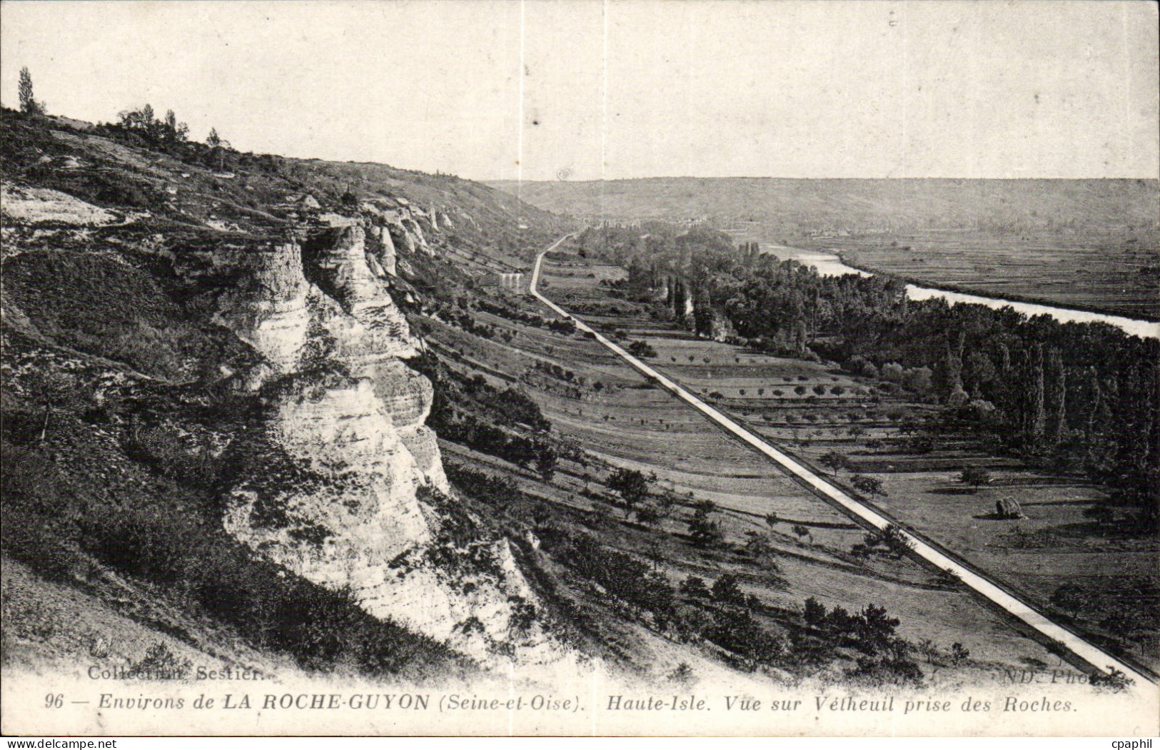 Environs de la Roche Guyon CPA Haute Isle Vue sur Vetheuil prise des roches