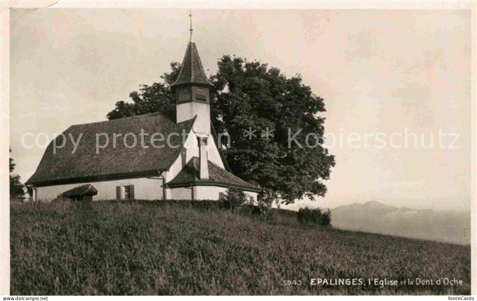Epalinges Eglise et la Dent d Oche