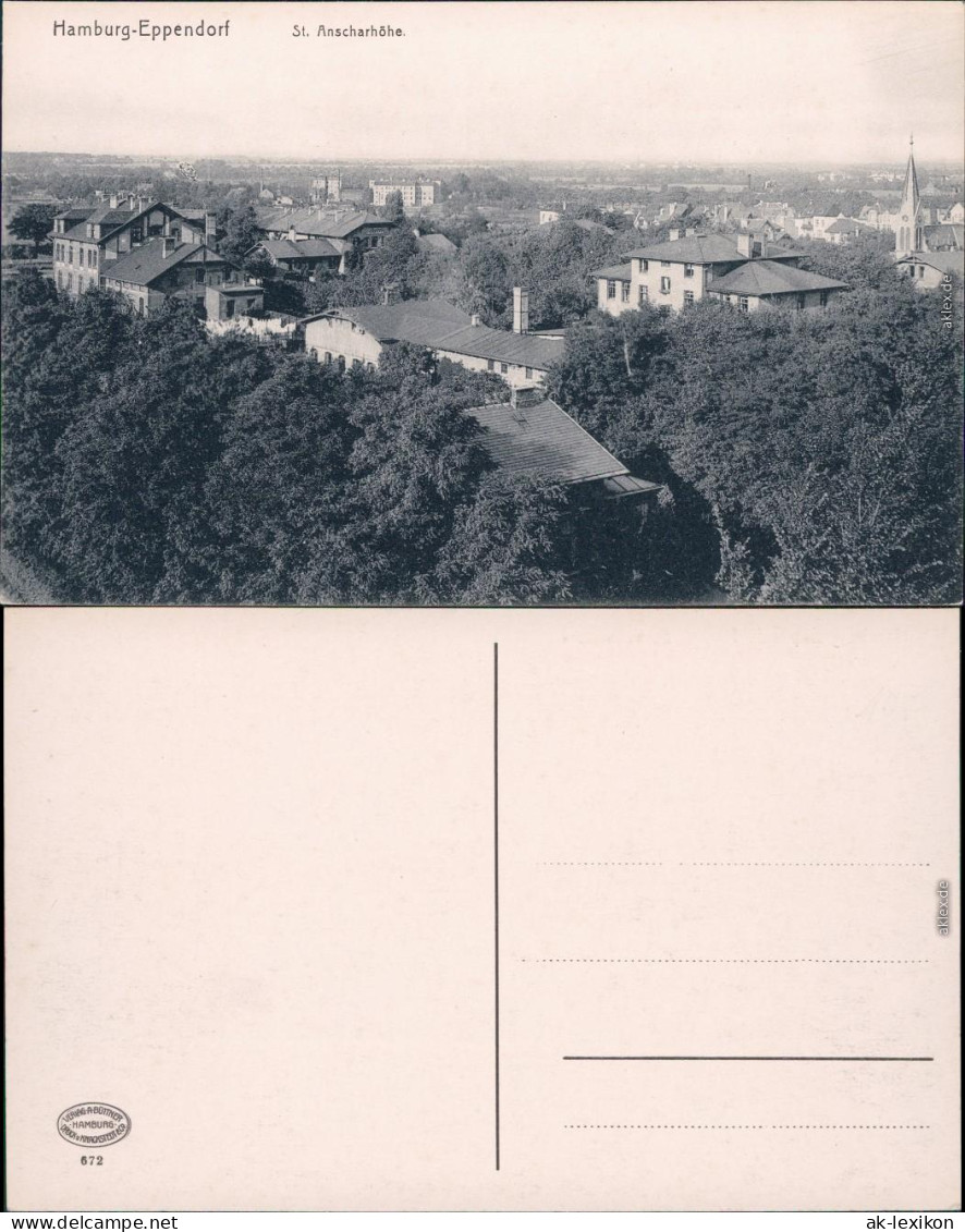 Eppendorf Hamburg Blick von der St. Anscharhöhe Ansichtskarte 1915