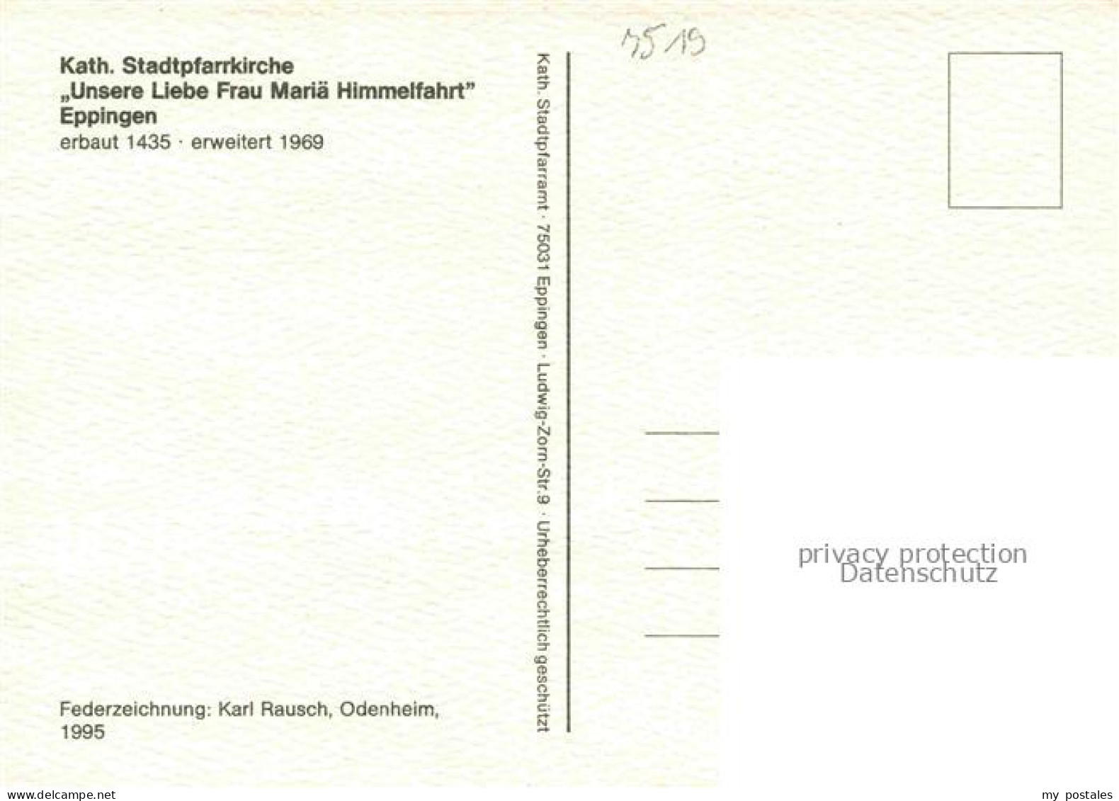 Eppingen Kath Stadtpfarrkirche Unsere Liebe Frau Mariae Himmelfahrt Zeichnung