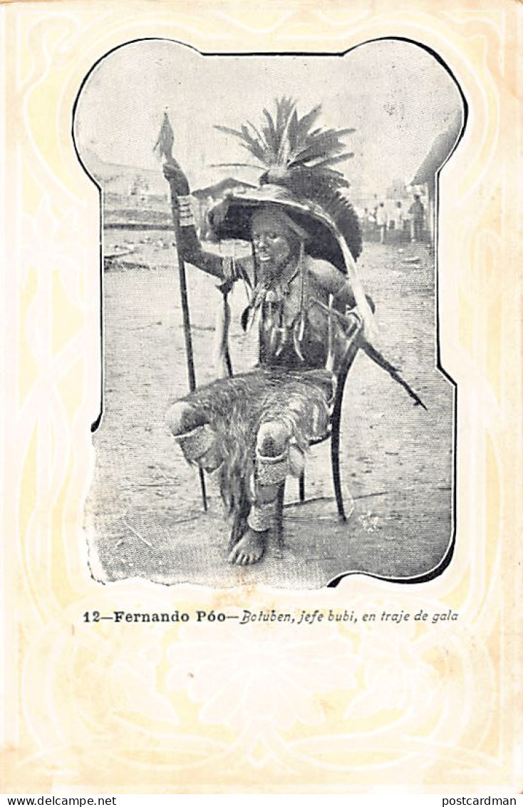 Equatorial Guinea - FERNANDO POO - Botuben, jefe bubi, en traje de gala - Publ. Cunill--Barna 12