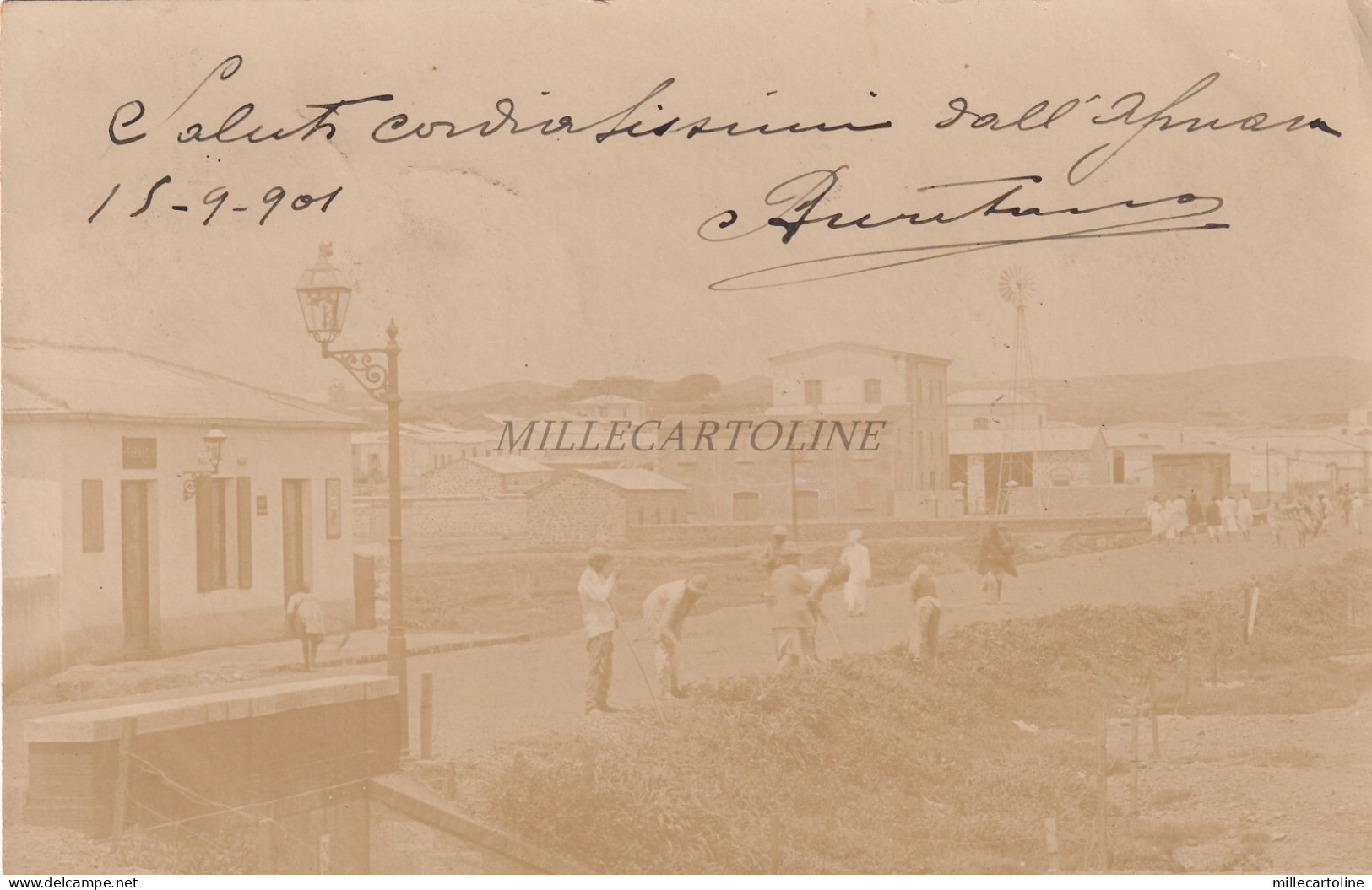 ERITREA - Asmara - Workers, Pharmacy Farmacia 1901 Real Photo Postcard