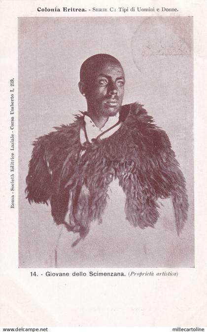 COLONIA ERITREA - Tipi di Uomini e Donne - Giovane Scimenzana 1901 Postcard