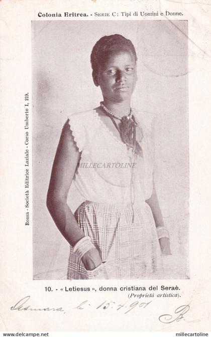 COLONIA ERITREA - Tipi di Uomini e Donne - Letiesus donna Seraè 1901 Postcard
