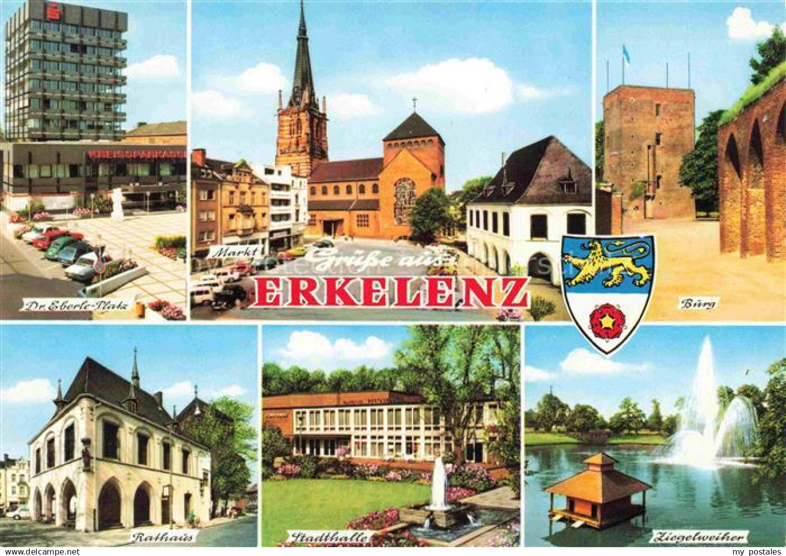 Erkelenz Dr. Eberle-Platz Markt Kirche Burg Rathaus Stadthalle Ziegelweiher Font