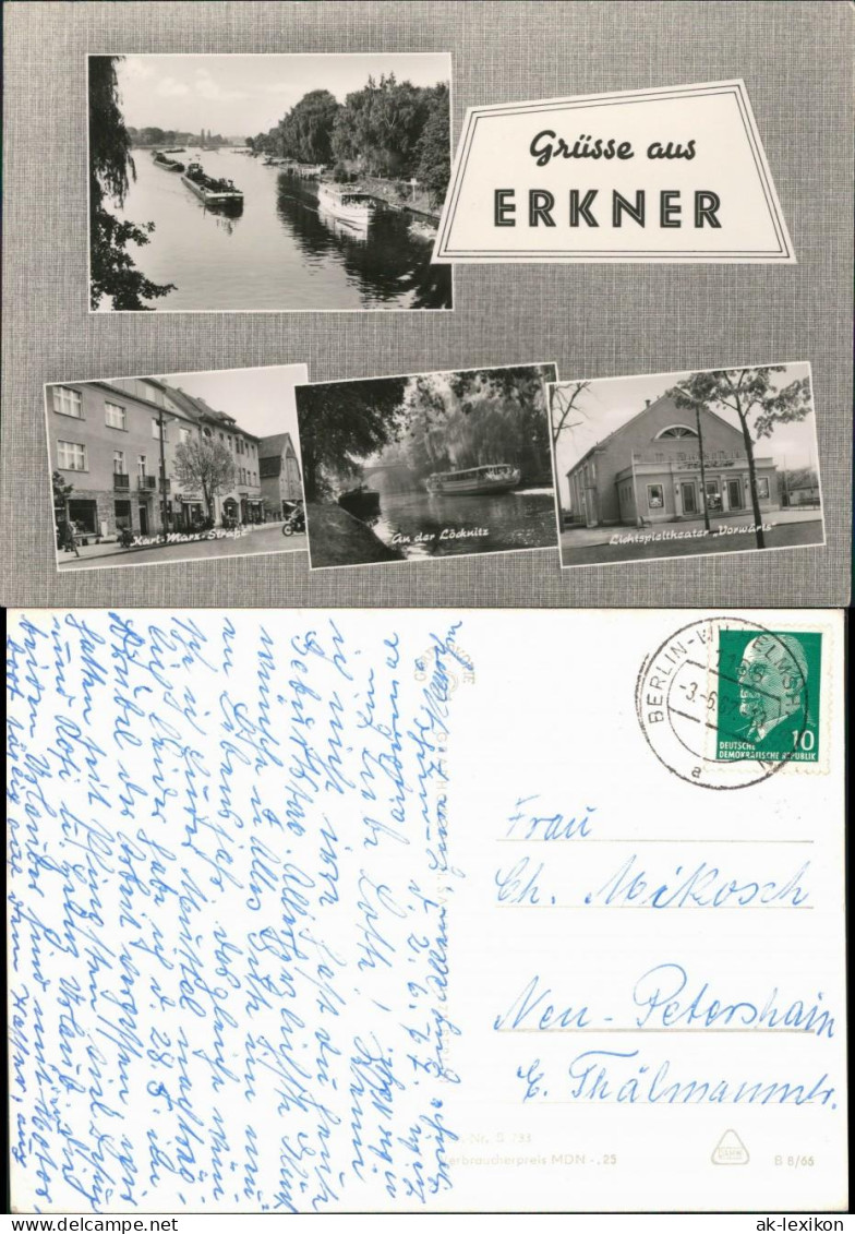 Erkner Fahrgastschiff, Karl-Marx-Straße, Löcknitzpartie, Lichtspieltheater 1966