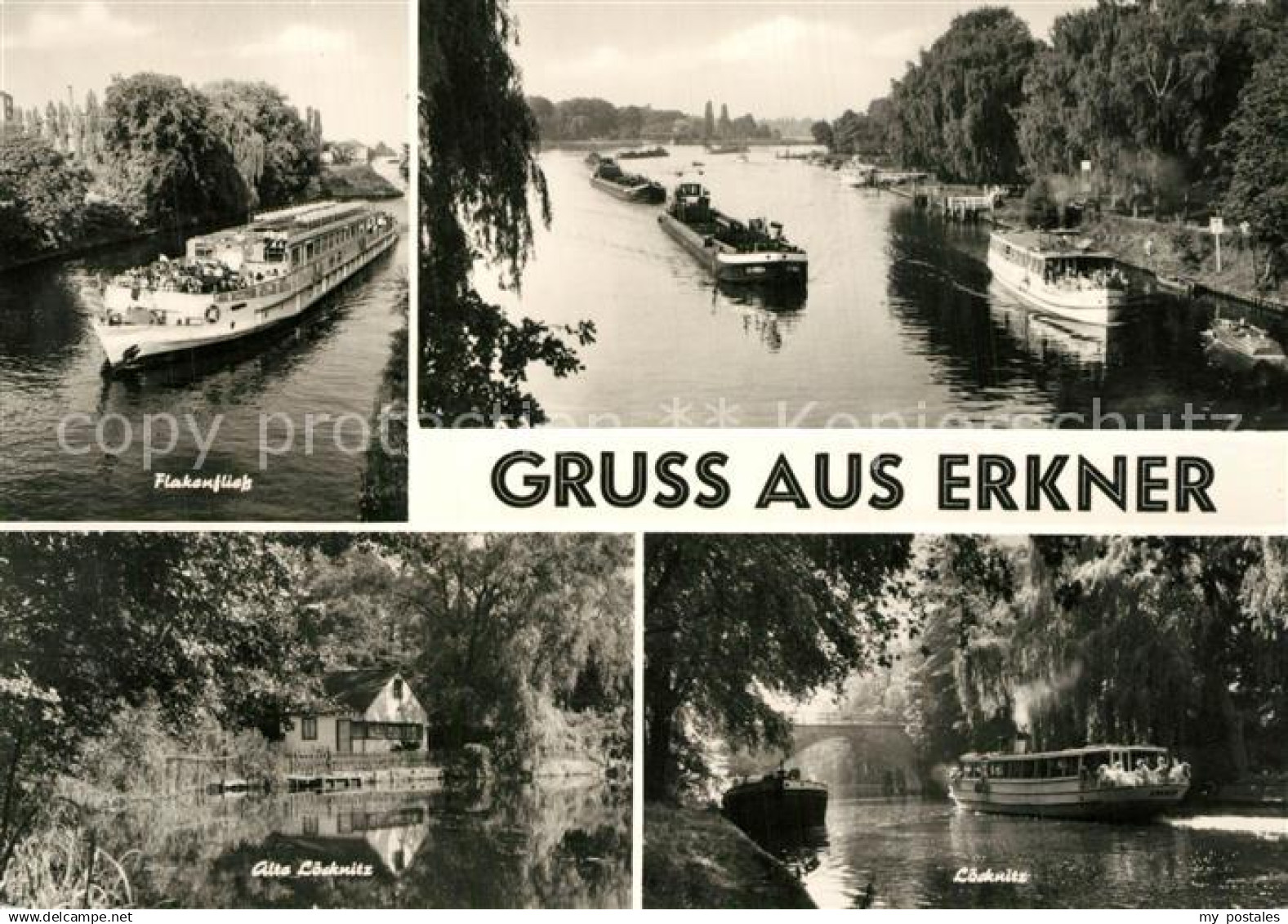 Erkner Flakenfliess Alte Loecknitz See Fracht und Ausflugsdampfer
