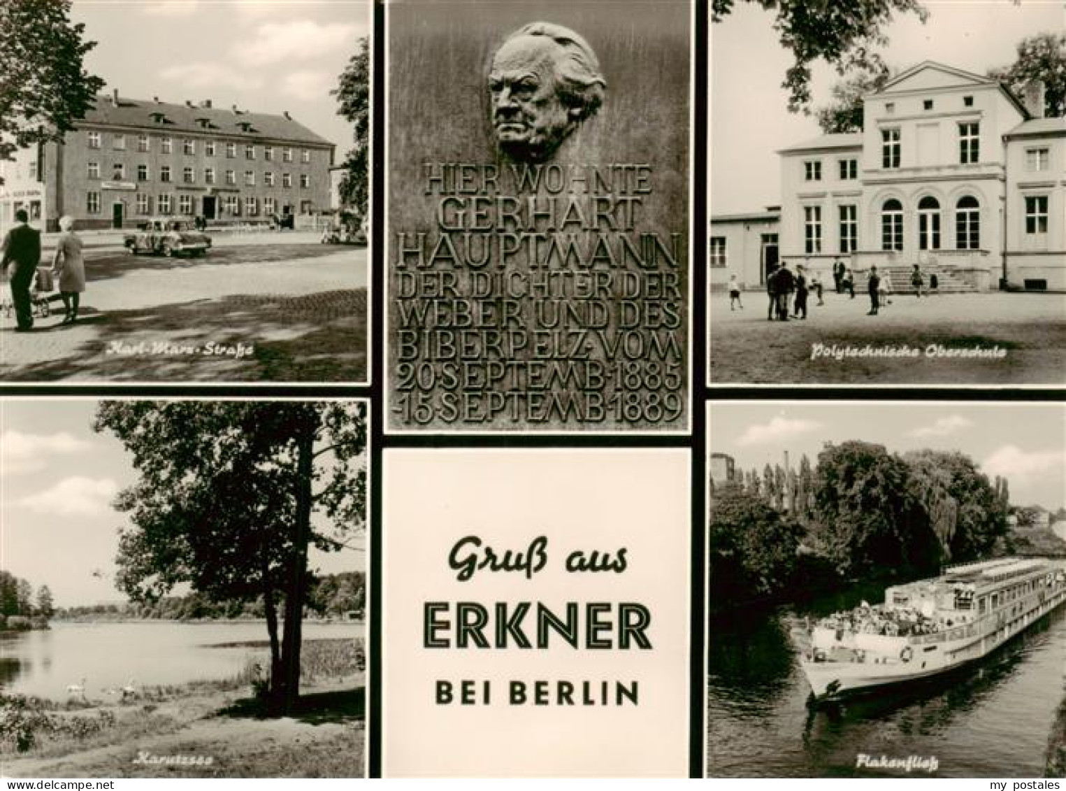Erkner Karl Marx Strasse Gerhard Hauptmann Denkmal Polytechnische Oberschule Fla