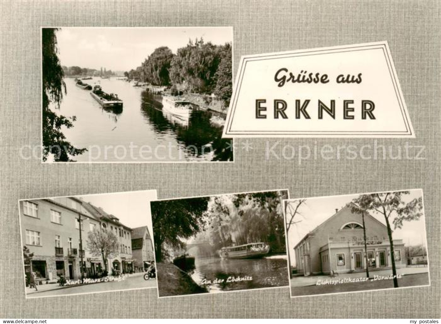 Erkner Panorama Karl Marx Strasse An der Loecknitz Lichtspieltheater Vorwaerts