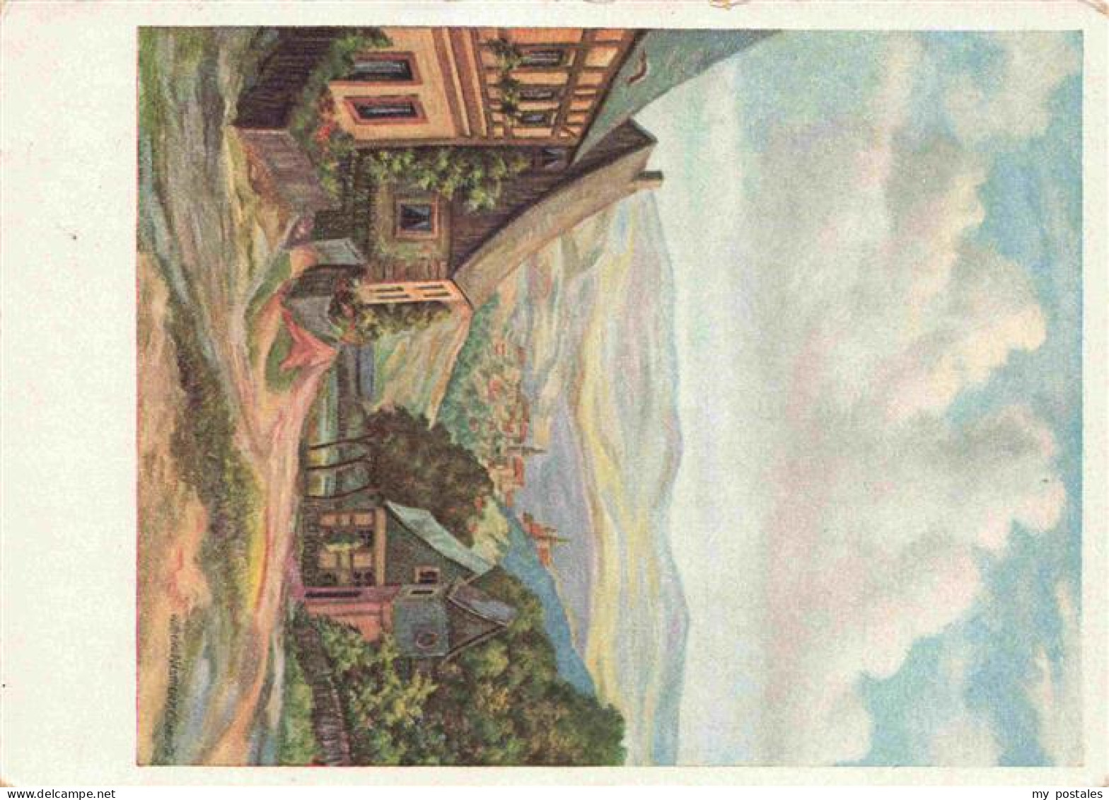 Erla Schwarzenberg Sachsen Abstieg von Erla nach Schwarzenberg Kuenstlerkarte