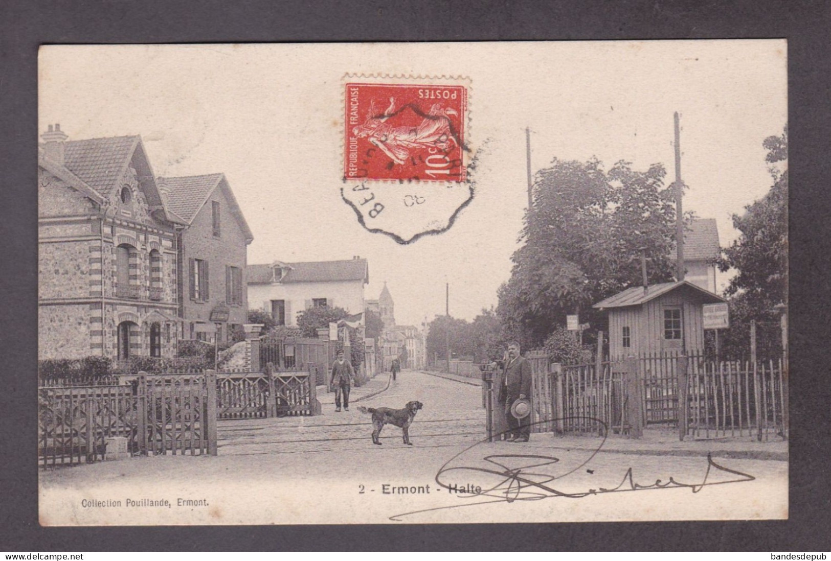 Ermont Eaubonne (95) La Halte  ( chien au passage à niveau chemin de fer gare collection Pouillande ( 28101)