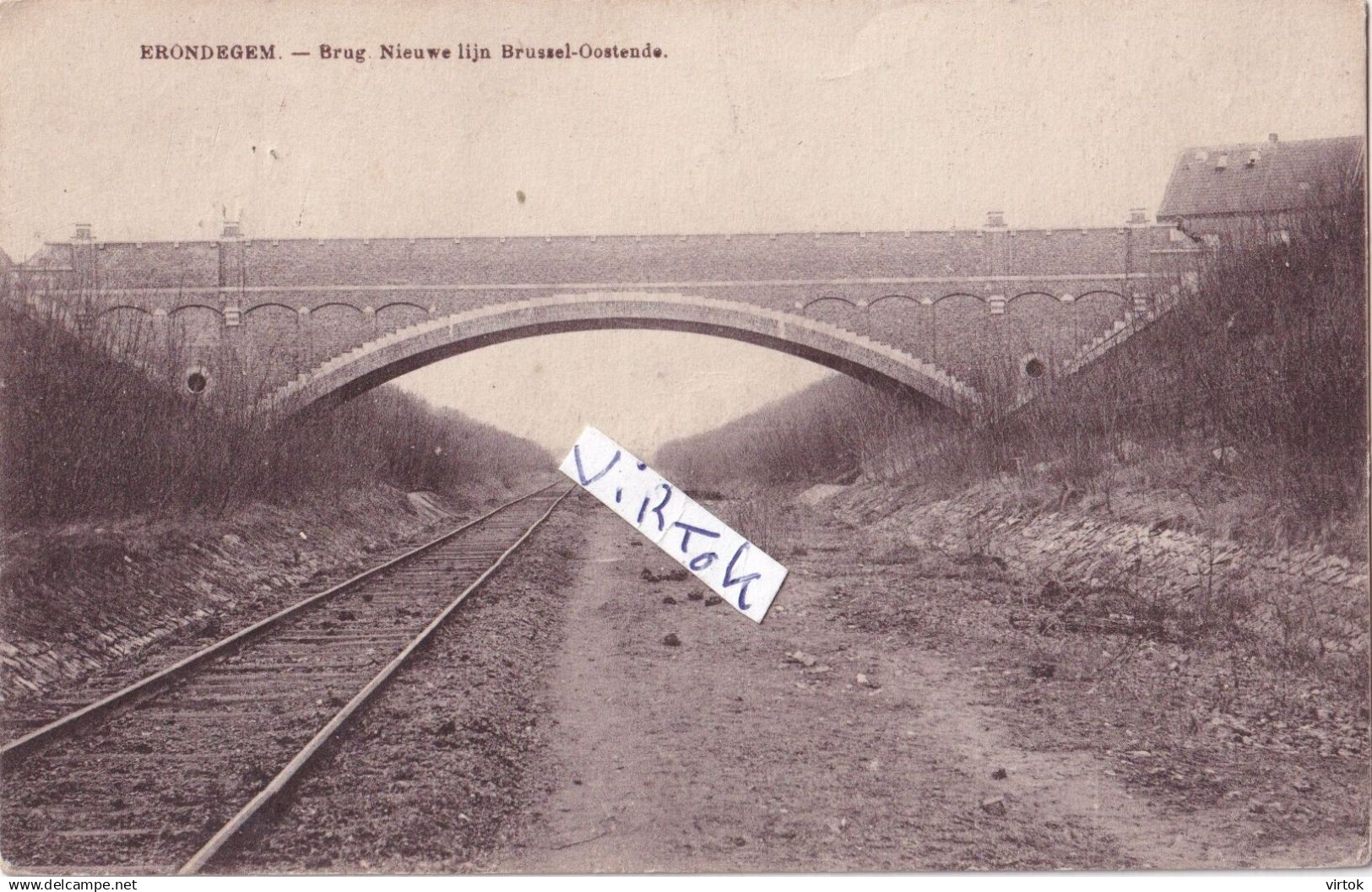 Erondegem :   Brug nieuwe lijn Brussel - Oostende   1924