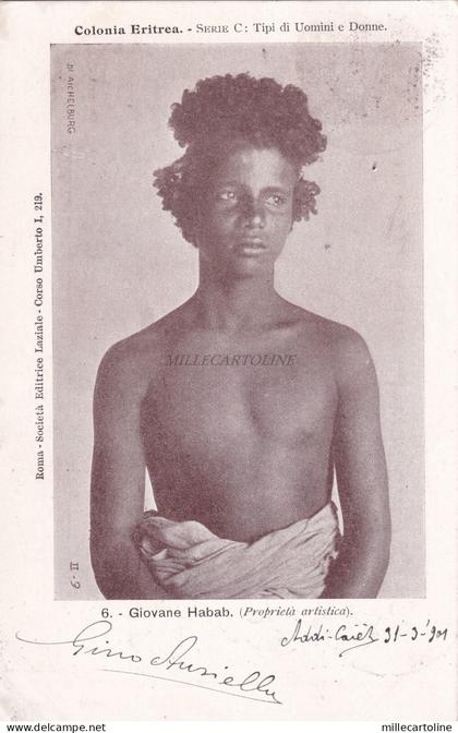 COLONIA ERITREA - Tipi di Uomini e Donne - Giovane Habab 1901 Postcard