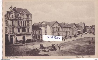 ESCH-SUR-ALZETTE:   place du marché      (  CPA  carnet ) edit. Maison de gros P. Houstraas )