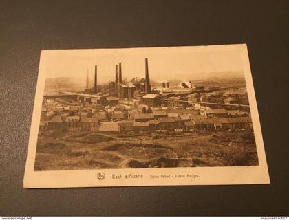 Luxembourg carte postale Esch Alzette usine arbed terres rouges 1929