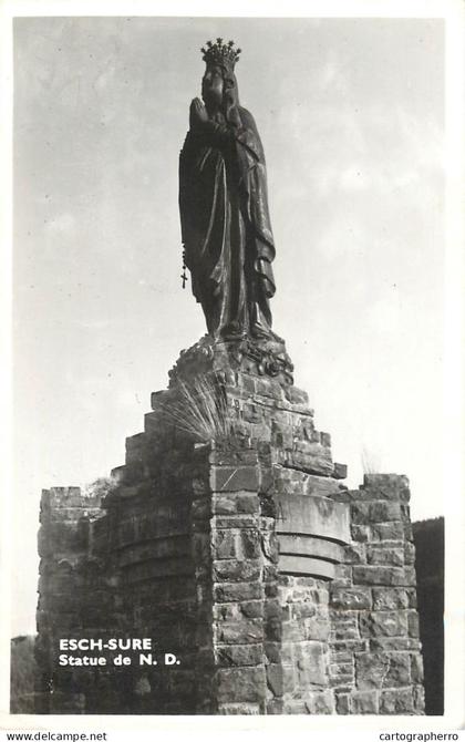 Postcard Luxembourg Esch-Sauer statue de Notre Dame