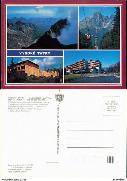 .Slowakei Visutá lanovka, Vojenská ozdravovňa, Zotavovňa ROH Metalurg 1985