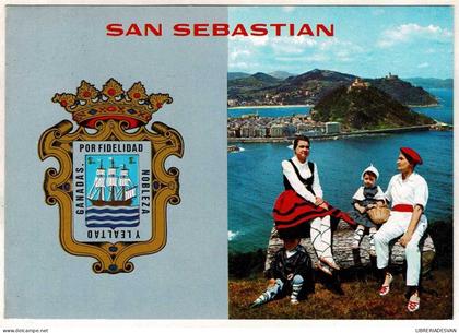 Postal Guipúzcoa. San Sebastián. Escudo de San Sebastián y vista desde Ulía No. 29
