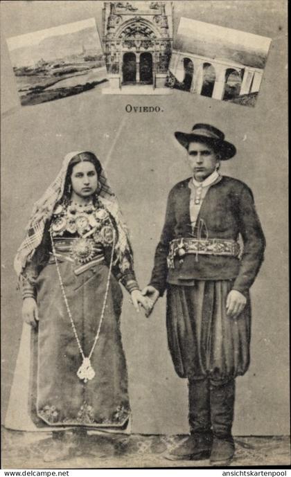 CPA Oviedo Asturias Spanien, Volkstrachten