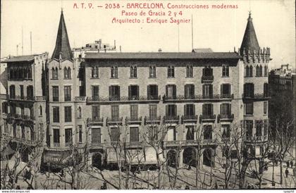 CPA Barcelona Construcciones modernas Paseo de Gracia
