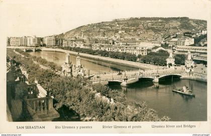 * Cp Photo - SAN SEBASTIAN - Rio Urumea et Ponts - Puentes - Bridges - MANIPEL N° 142205 - Circulée 1954
