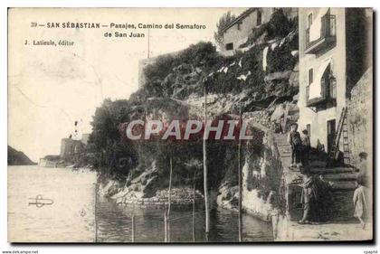 CPA San Sebastian Pasajes Camino del Semaforo de San Juan Enfants