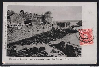 Postal La Coruna, Antiquas fortalezas de La Coruna