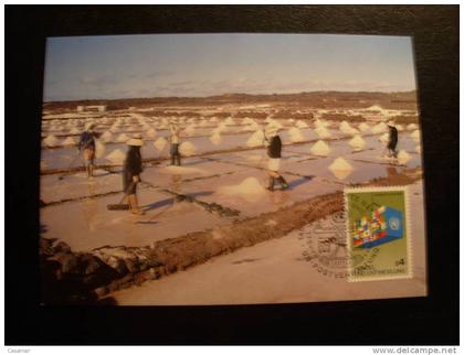 LANZAROTE salinas islas Canarias tarjeta maxima de naciones unidas editada en aleman para la sede de viena