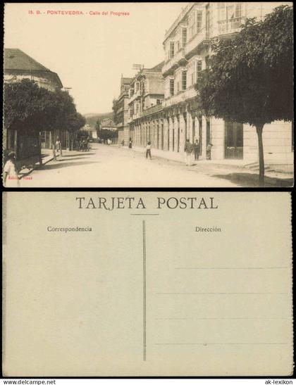 Postale Pontevedra Calle del Progreso 1915  Galicia