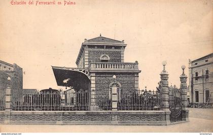 Spain Estacion del Ferrocarril en Palma Train Station vintage postcard