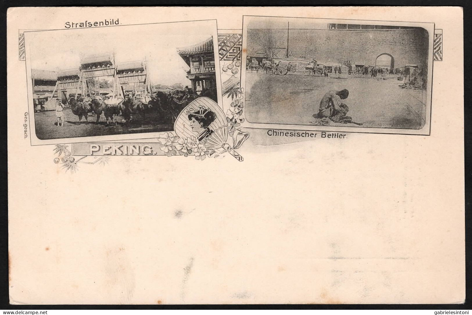 EST 835 - 24/4/1901 - Illustrated post card sent from China to Italy.