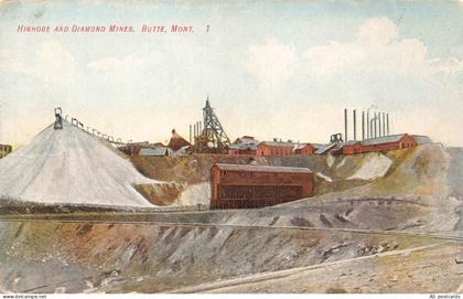 C128 Montana Butte Highore and Diamond Mines  vintage postcard