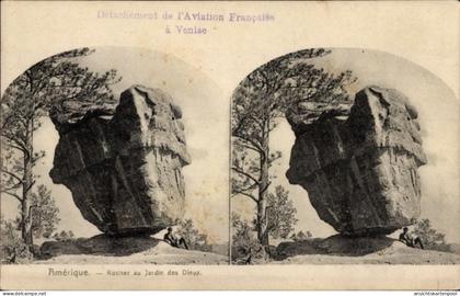 Stereo CPA Colorado Springs Colorado Vereinigte Staaten, Rock im Garten der Götter