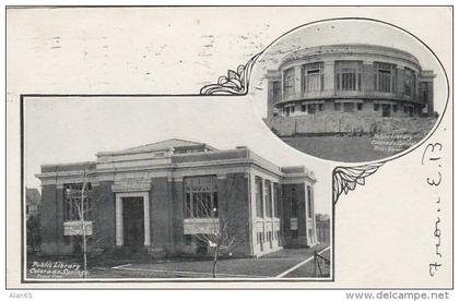 Colorado Springs Colorado, Public Library Building Architecture, c1900s Vintage Postcard