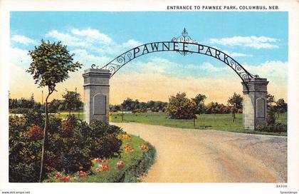 A971 US Entrance to Pawnee Park Columbus Nebraska postcard