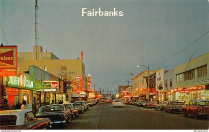 B537 US Alaska Fairbanks Second Avenue Shops vintage postcard