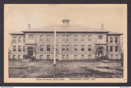 Postcard, United States, Sparrows Point MA, High School Building