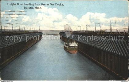 Duluth Minnesota Freight Boat loading iron at Ore Docks