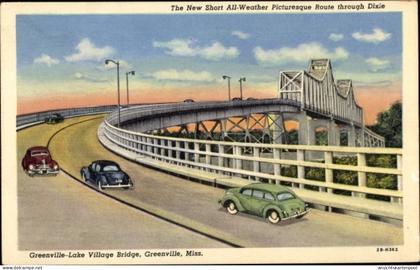 CPA Greenville Missisipi USA, Greenville Lake Stadtbrücke