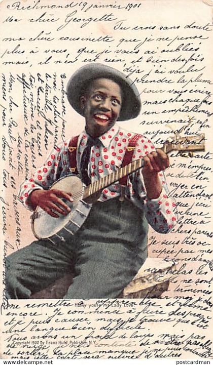 Usa - Black Americana - Banjo player - PRIVATE MAILING CARD - Publ. Franz Huld Year 1900