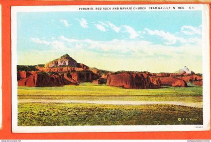 19984  GALLUP NM New-Mexico USA ◉ Pyramid Red rock Navajo church ◉ 1928 à CUVILLIER Neuilly-Seine (•◡•) WILLIS 117672