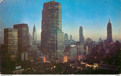 CPM Night Falls on Midtown Manhattan Showing RCA Building Chrysler Building and Empire State Building