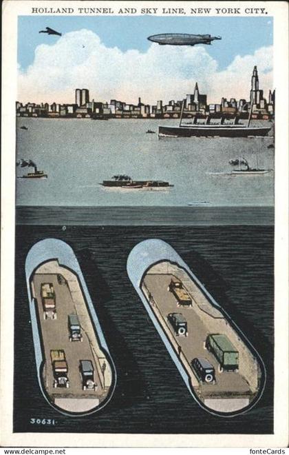 New York City Holland Tunnel and Skyline NY City