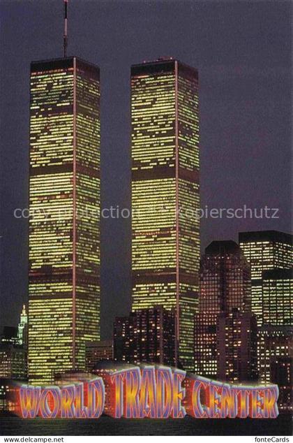 NEW YORK City USA World-Trade-Center Twin-Towers Hochhaeuser Nacht Manhattan Sky