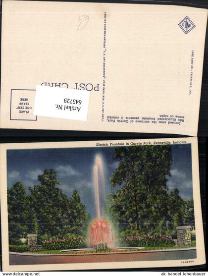 645729,Indiana Evansville Electric Fountain Garvin Park