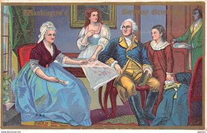 ETATS UNIS - WASHINGTON'S BIRTHDAY GREETINGS - CARTE DESSINEE GAUFREE, ILLUSTRATEUR