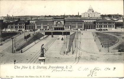 CPA The New R R Station Providence R I