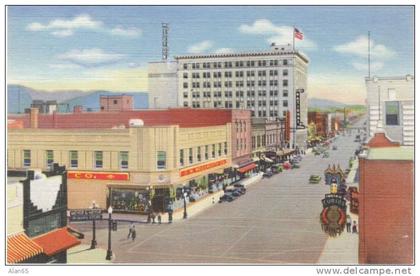 Albuquerque NM, Central Avenue Street Route 66, Business Signs 1940s Curteich Linen Postcard
