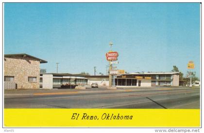 Route 66, El Reno OK Oklahoma, Ponderosa Motel, Lodging, Restaurant, 1950s Vintage Postcard